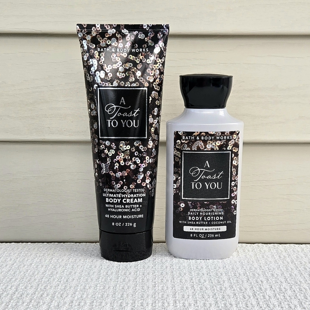 Bath & Body Works Set - A Toast to You Body Cream and Lotion - 8 oz. each